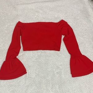 Red off the shoulder crop top